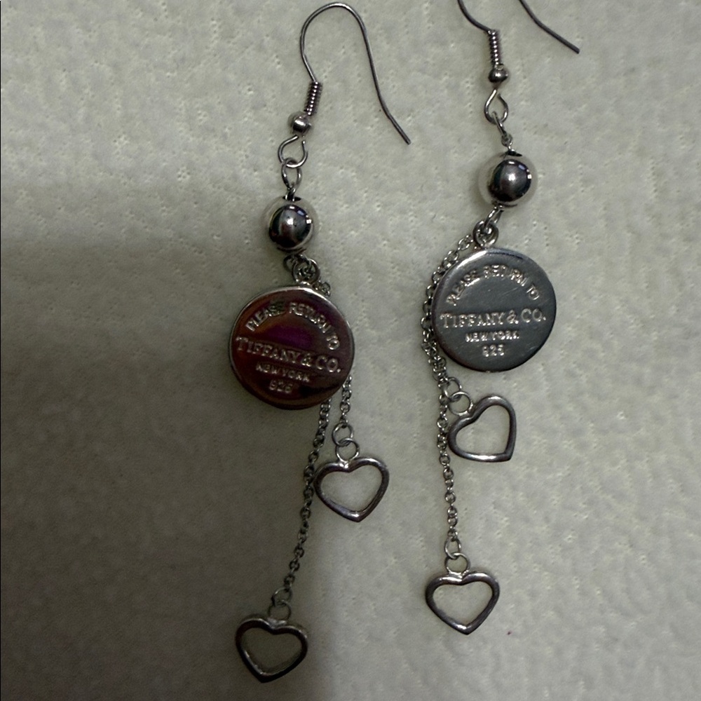 Tiffany& Co. vintage Silver Heart Dangle Earrings very nice